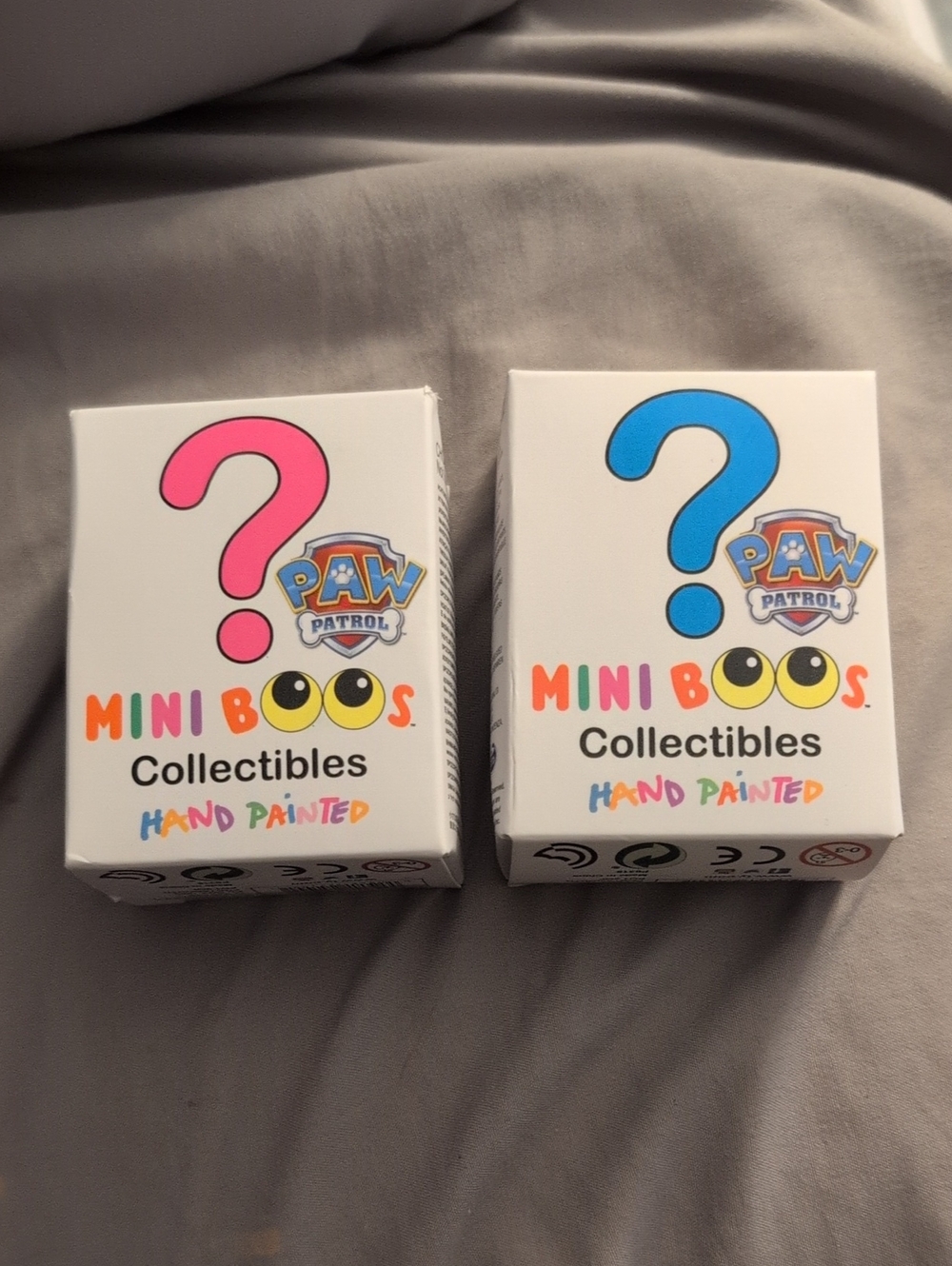 2 TY Paw Patrol Mini Boos Collectibles Boxes - Pink & Blue Question Marks